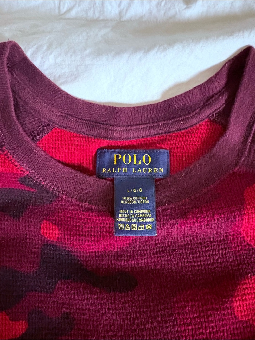 Polo by Ralph Lauren Men’s Red Camo Crewneck Sweater
